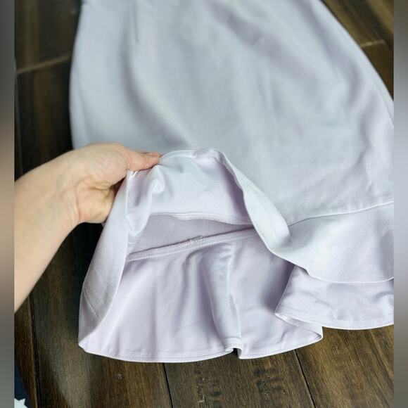 Size 2 French Connection Light Purple Lilac Lavender Sweetheart VNeck Midi Dress - Picture 6 of 12